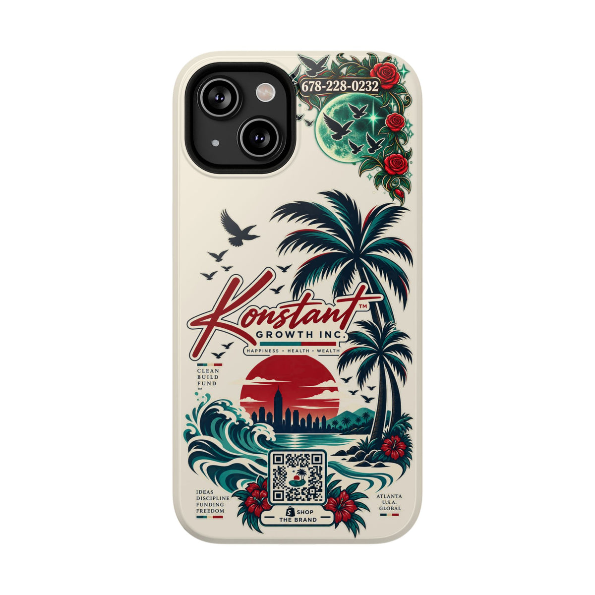 Tropical Palm Phone Case — "Konstant Growth Inc." Impact-Resistant Protective Case Printify
