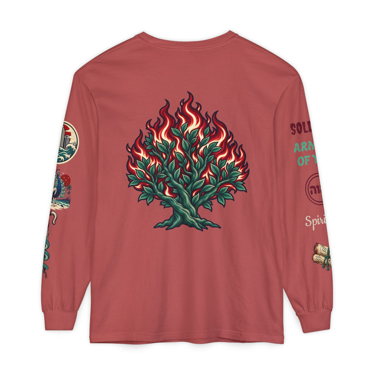 Long Sleeve Tee — "Konstant Growth" Spiritual Palm & Burning Bush Graphic Printify