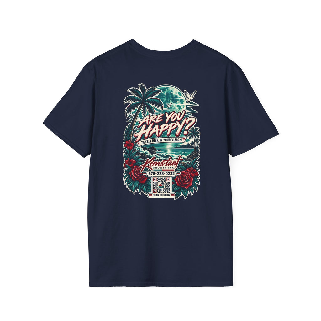Are You Happy? Graphic T-Shirt — Konstant Growth Retro Tropical Design