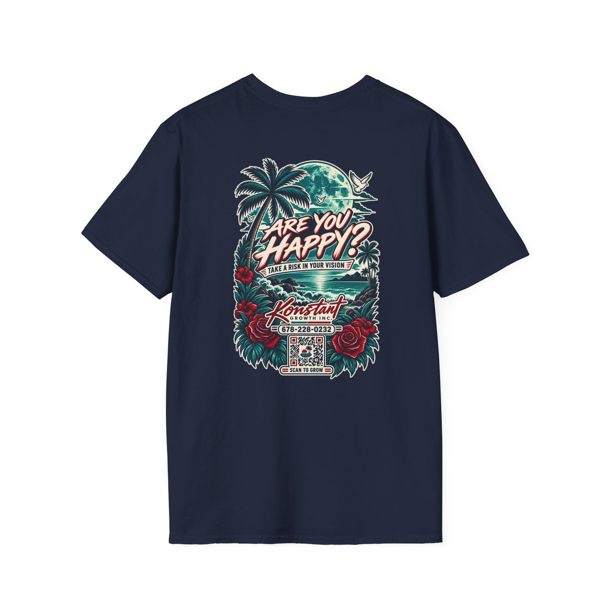 Are You Happy? Graphic T-Shirt — Konstant Growth Retro Tropical Design