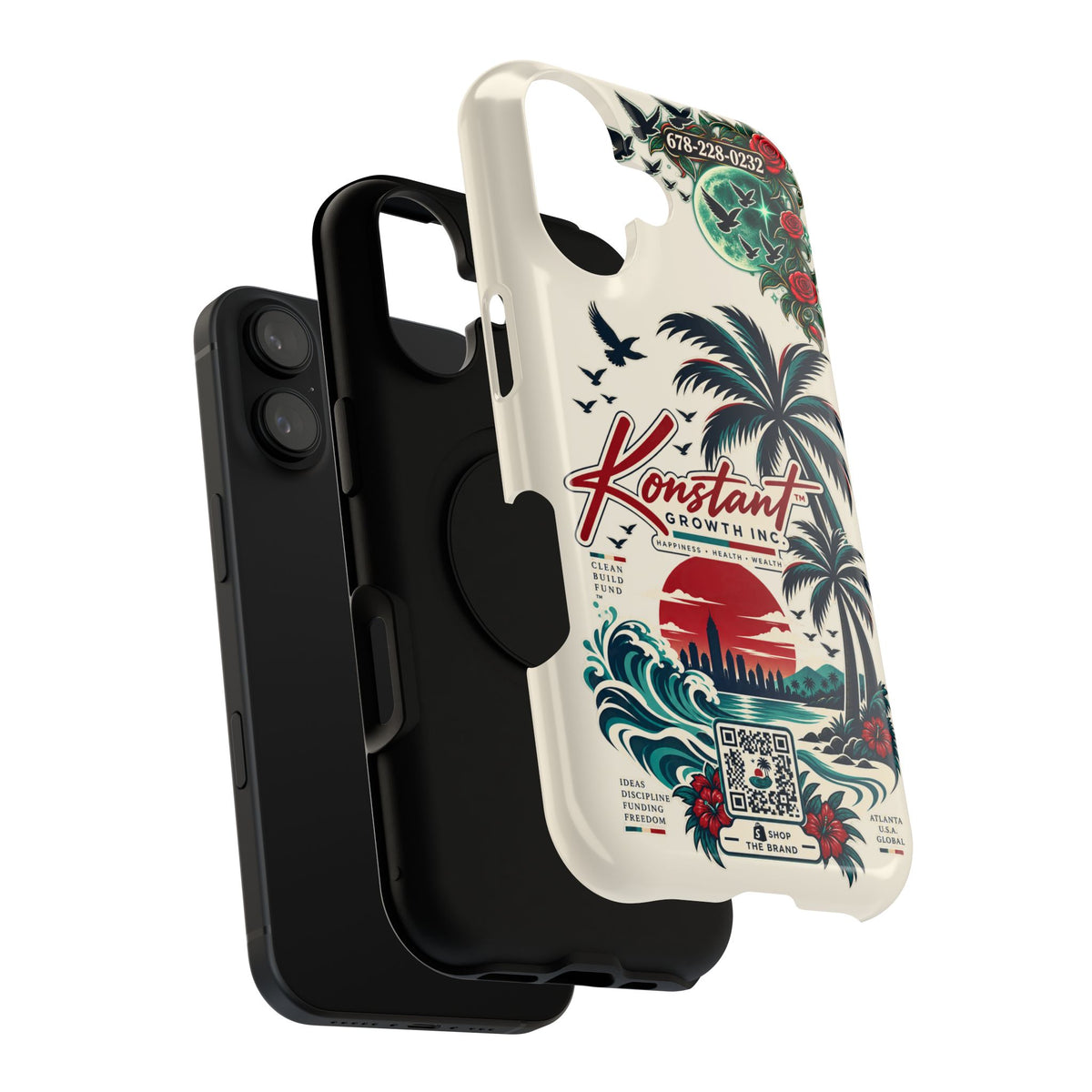 Tropical Palm Phone Case — "Konstant Growth Inc." Impact-Resistant Protective Case Printify
