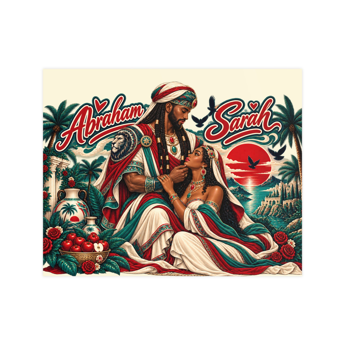 Personalized Abraham & Sarah Vintage-Style Matte Poster Printify