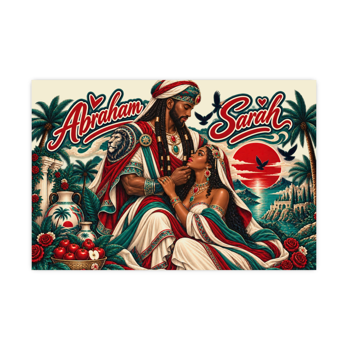 Personalized Abraham & Sarah Vintage-Style Matte Poster Printify