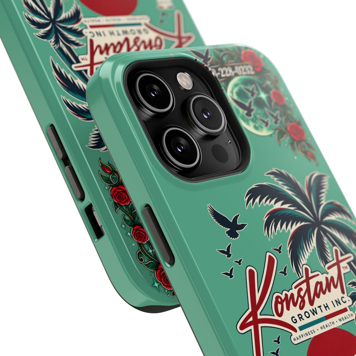 Tropical Palm Impact Phone Case — "Konstant Growth Inc." Retro Sunset Floral Design