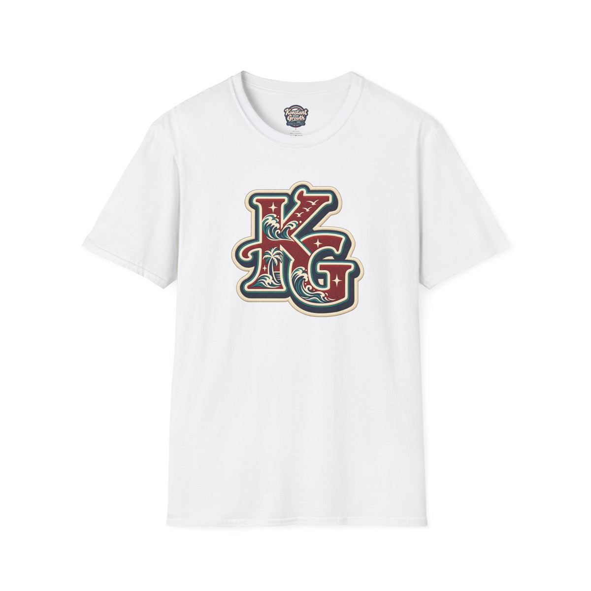 Eclipse Crest T-Shirt — Vintage Floral KG Logo Printify