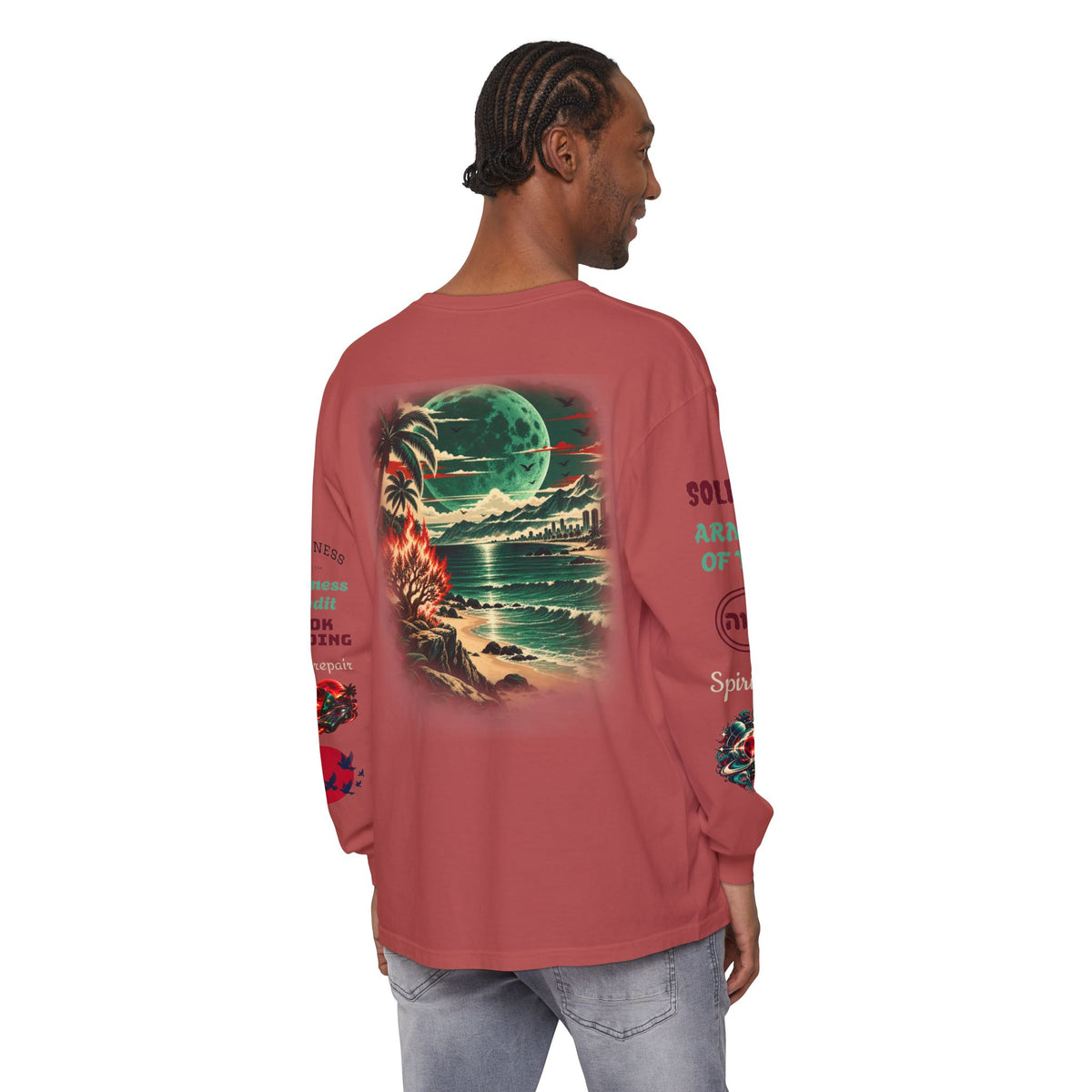 Konstant Growth Inc. Long Sleeve Tee — Tropical Moon Beach Graphic