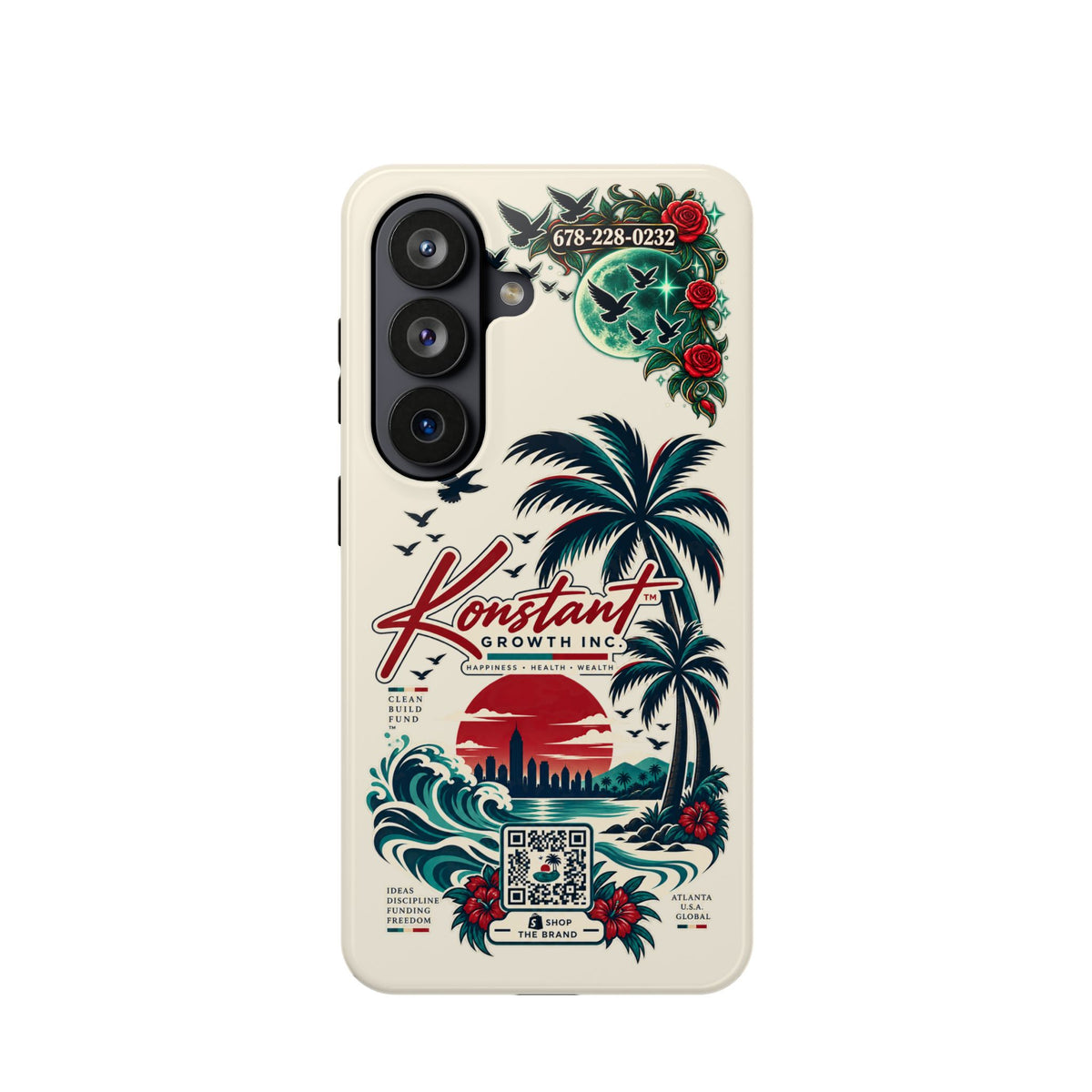 Tropical Palm Phone Case — "Konstant Growth Inc." Impact-Resistant Protective Case Printify