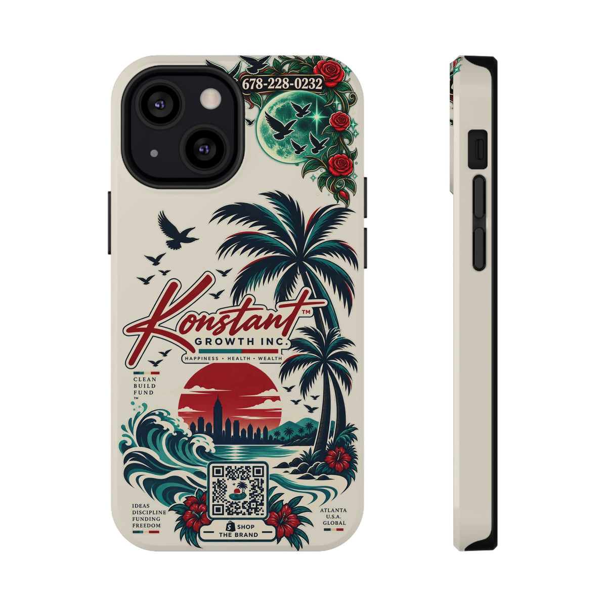 Tropical Palm Phone Case — "Konstant Growth Inc." Impact-Resistant Protective Case Printify