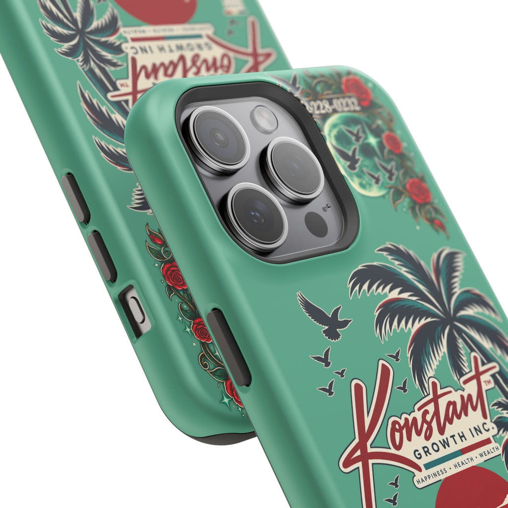 Tropical Palm Impact Phone Case — "Konstant Growth Inc." Retro Sunset Floral Design