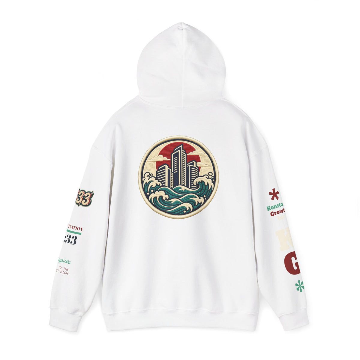 Build Cityscape Hoodie — Vintage Surf-Inspired 'BUILD' Graphic Pullover