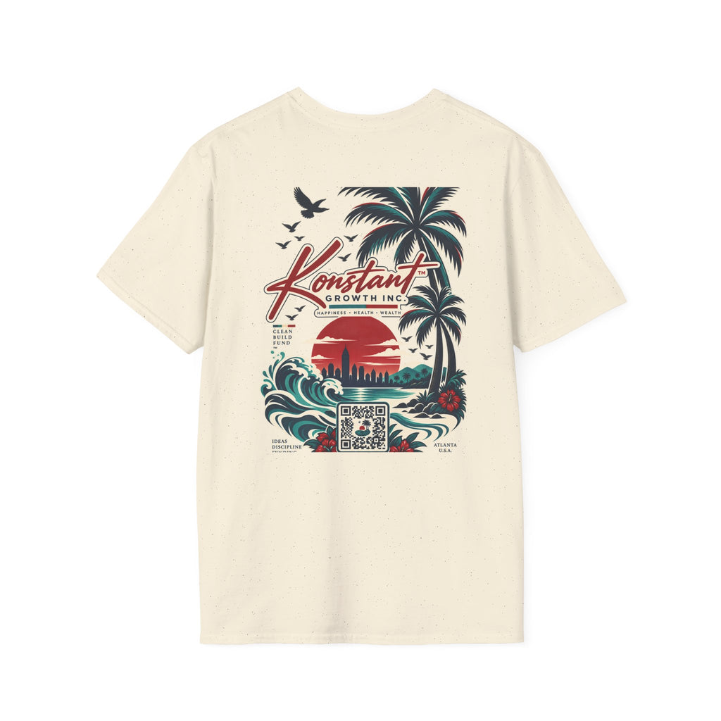 Konstant Growth Beach Graphic T-Shirt — Retro Palm Sunset Surf Design