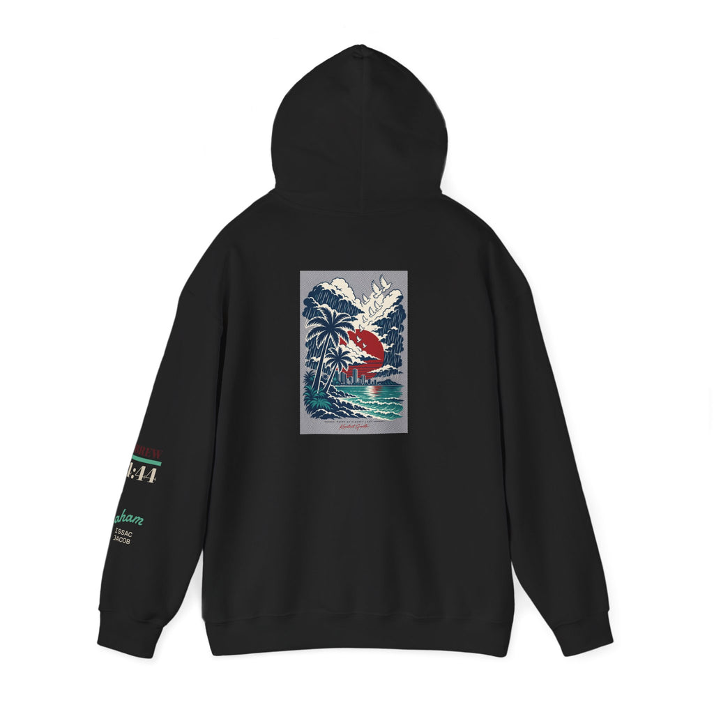 Blessed Hoodie | Surfer Palm Wave Graphic Hoodie, Tropical Beach Sweatshirt