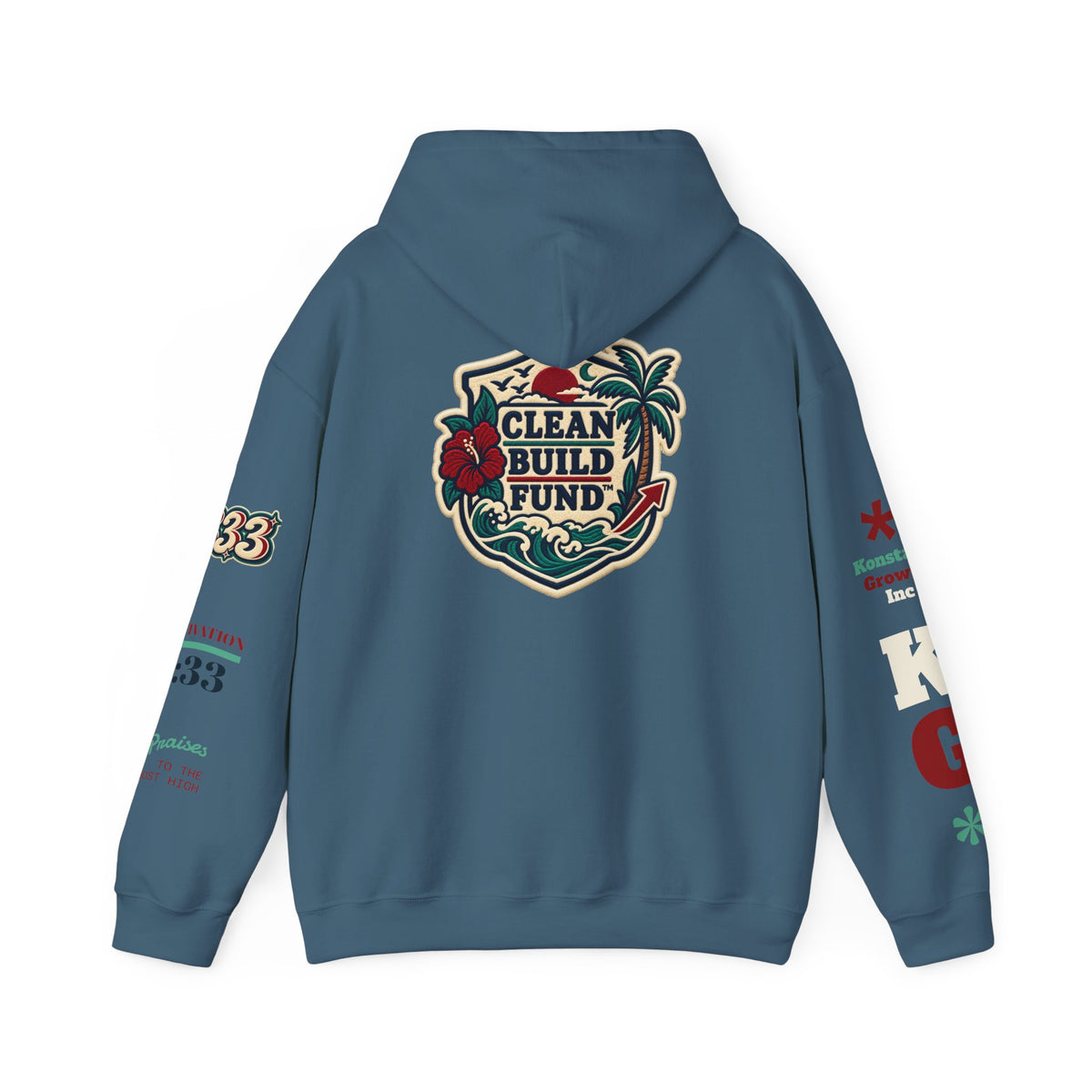 Funding Crewneck Hoodie — "Clean Build Fund" Graphic Pullover