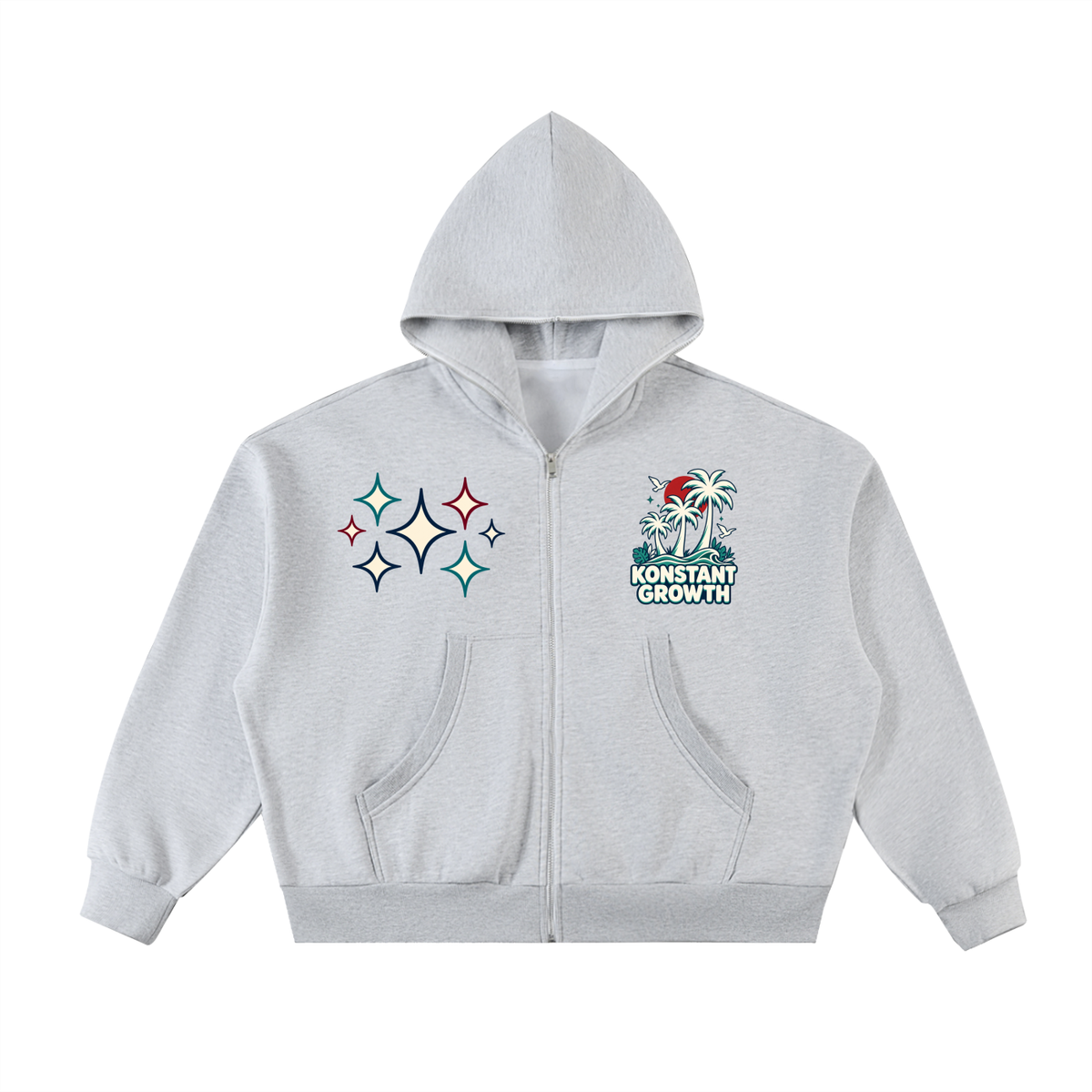 Fleeced Full-Zip Boxy Hoodie ODMPOD