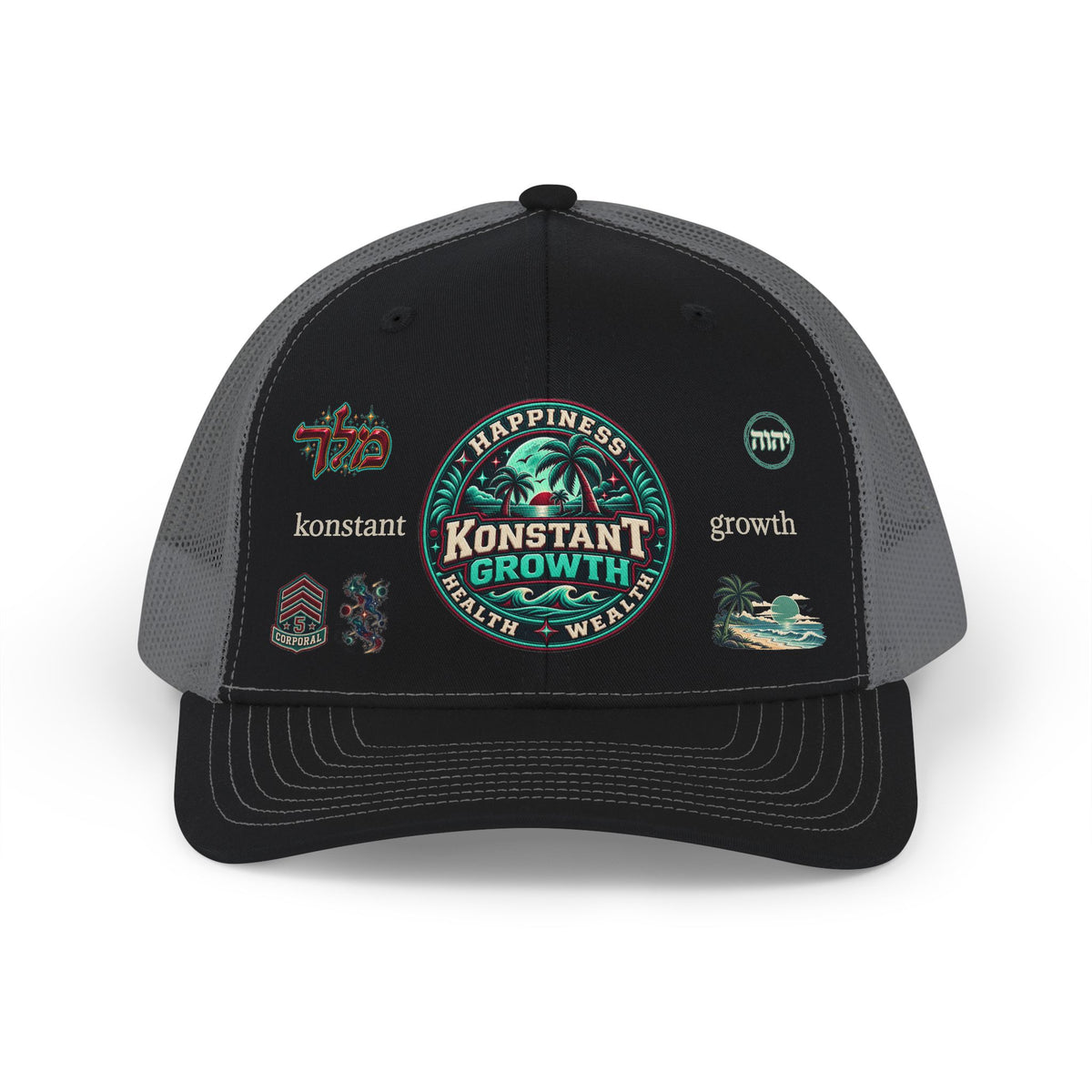 Konstant Growth Trucker Cap — Tropical Palm Patch Snapback