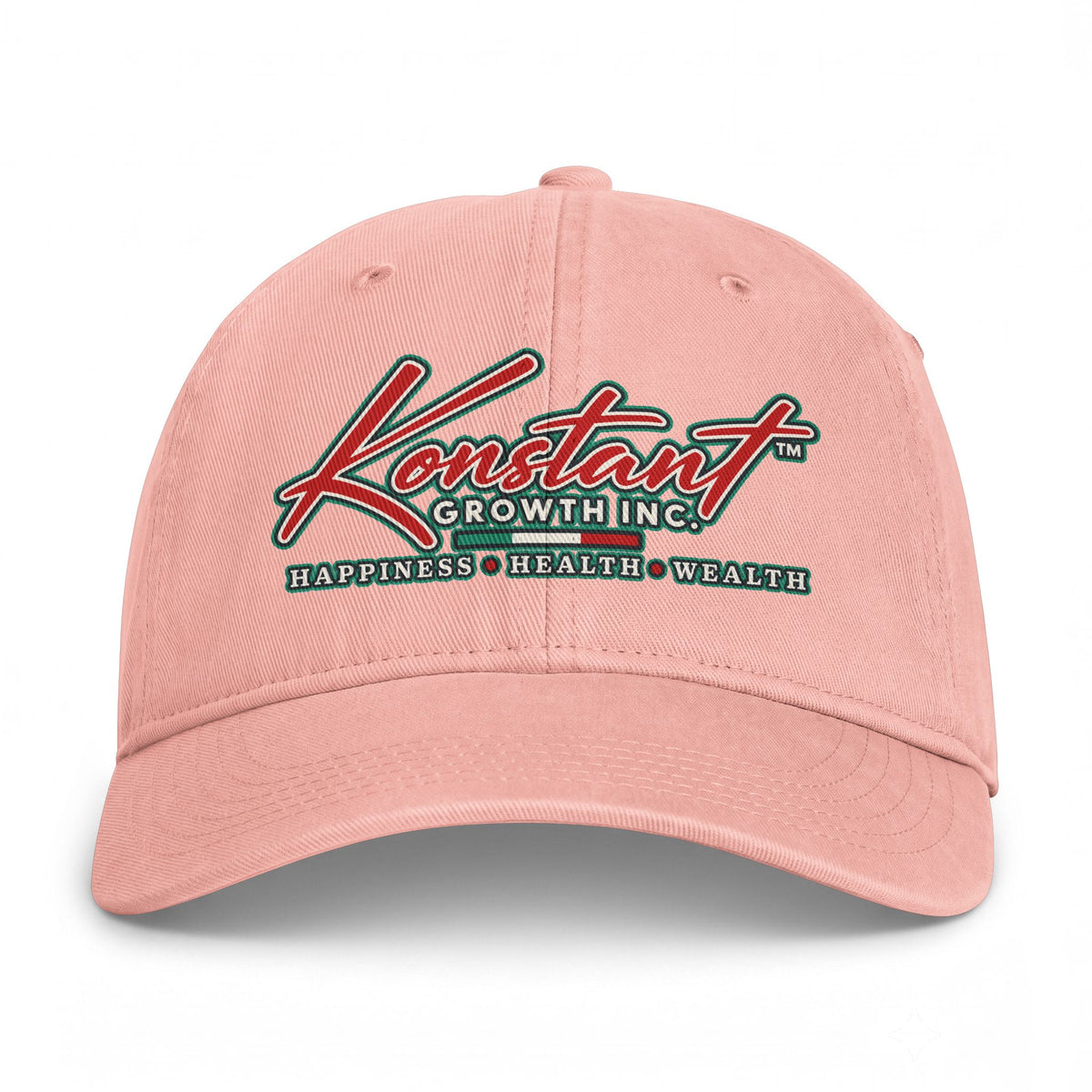 Konstant Growth Inc. Embroidered Baseball Cap — "Happiness • Health • Wealth" Printify