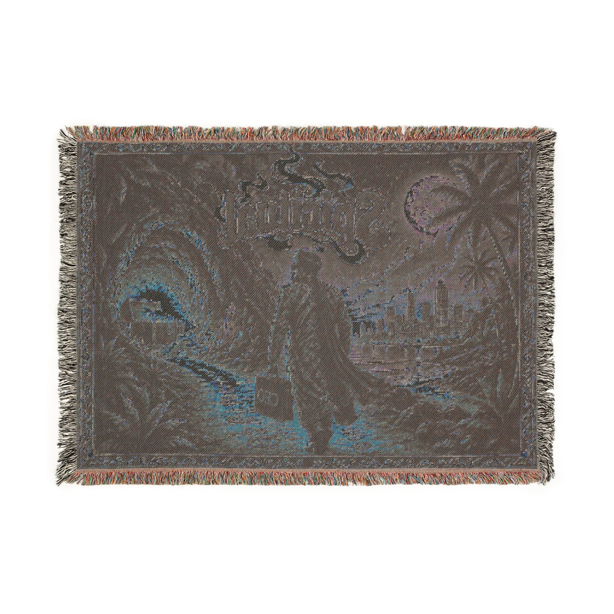 Mysterious Traveler Woven Blanket | Moonlit Cityscape CEO Lifestyle Home Decor Gift