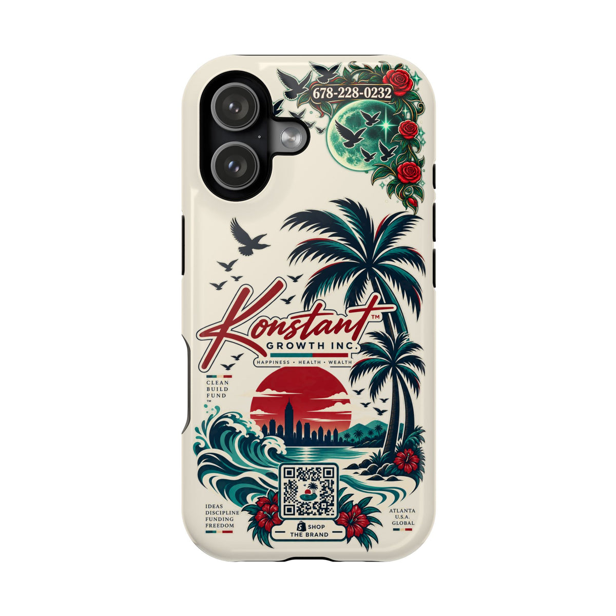 Tropical Palm Phone Case — "Konstant Growth Inc." Impact-Resistant Protective Case Printify
