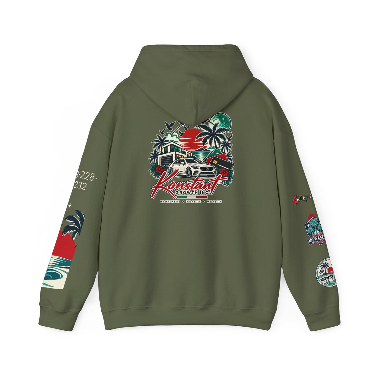 Blessed Hoodie | Surfer Palm Wave Graphic Hoodie, Tropical Beach Sweatshirt