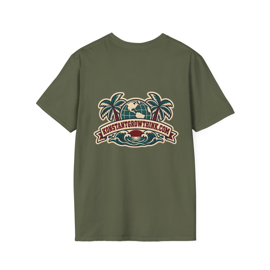Clean Wave T-Shirt — Vintage Surf Logo Tee (beach palms, "CLEAN")