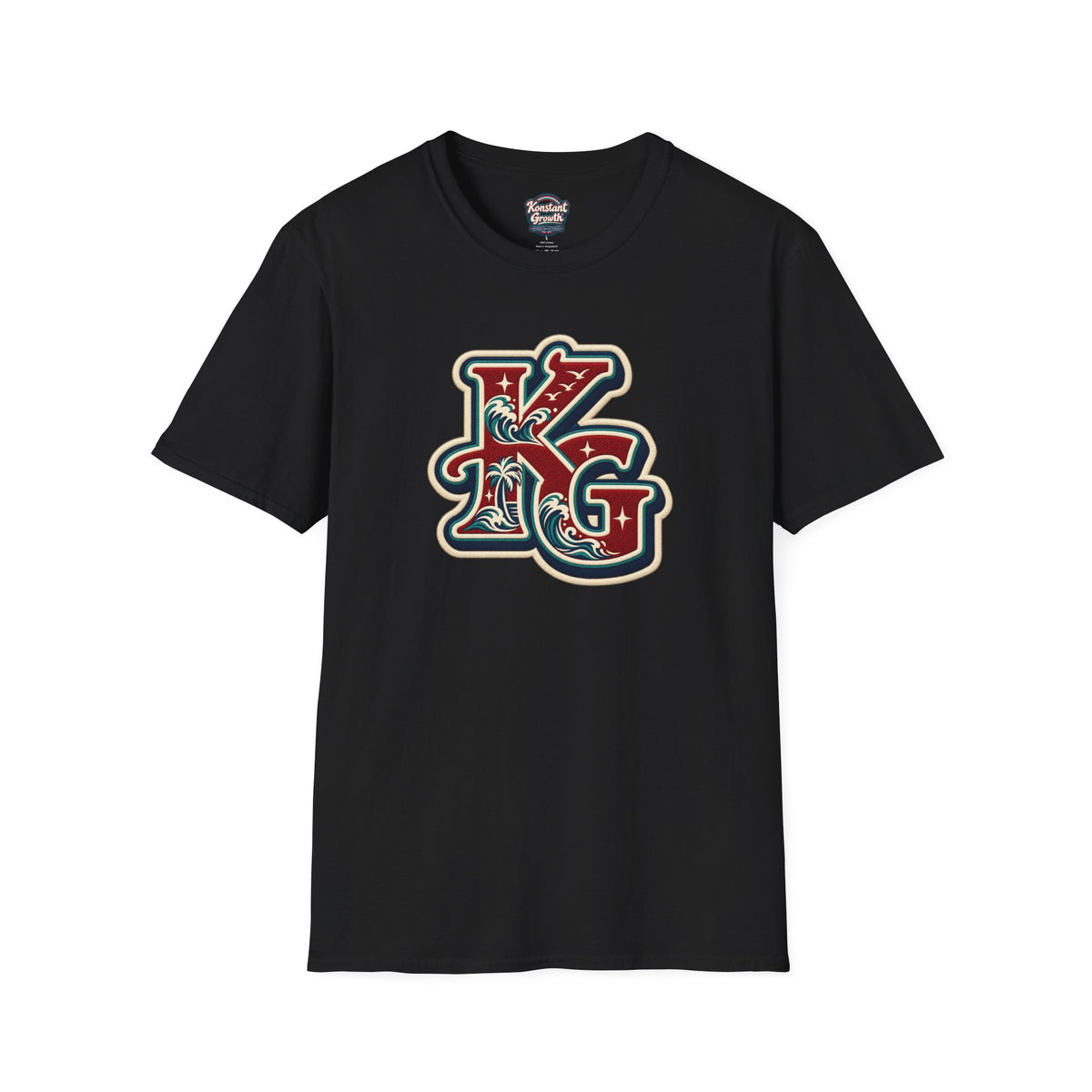Eclipse Crest T-Shirt — Vintage Floral KG Logo Printify