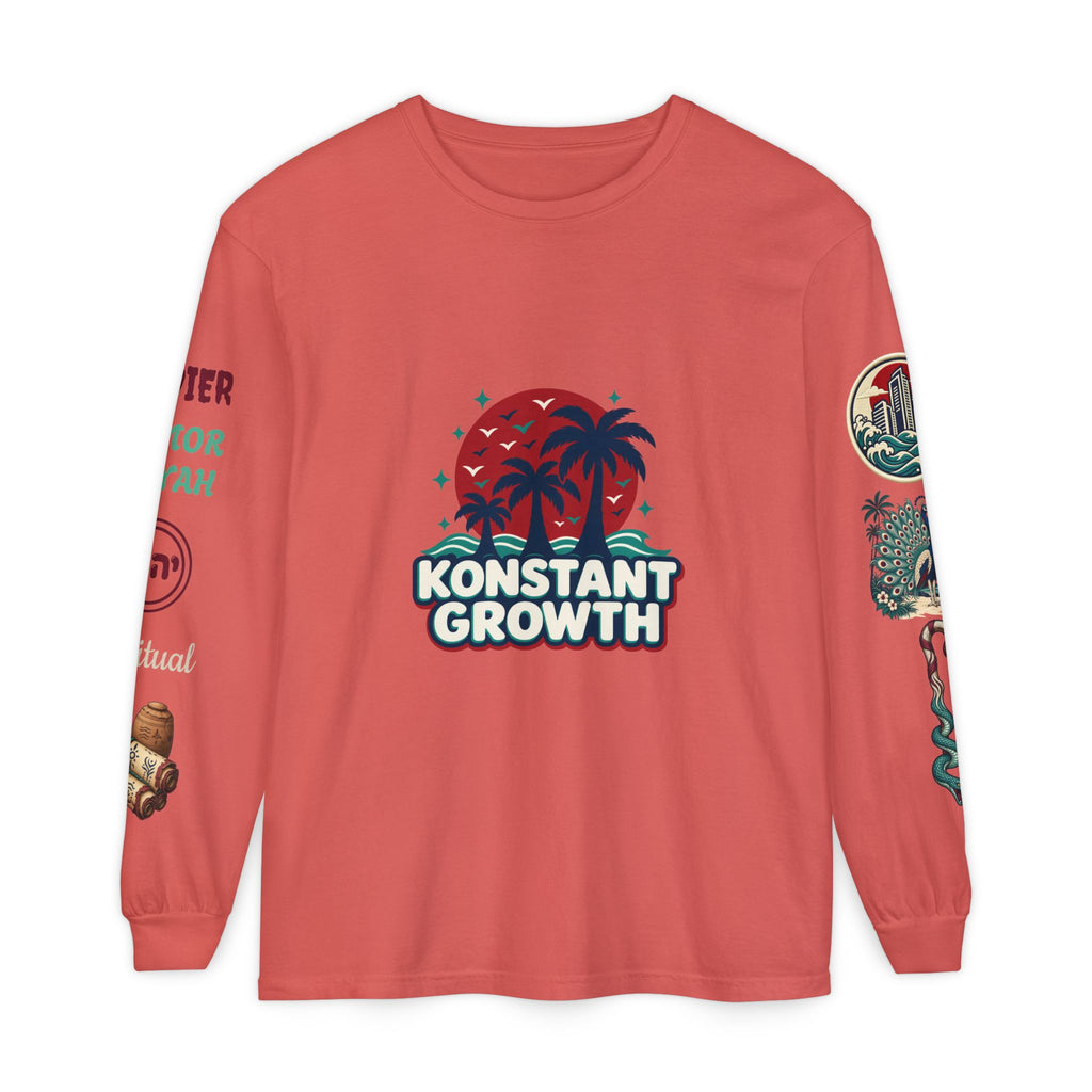 Long Sleeve Tee — "Konstant Growth" Spiritual Palm & Burning Bush Graphic