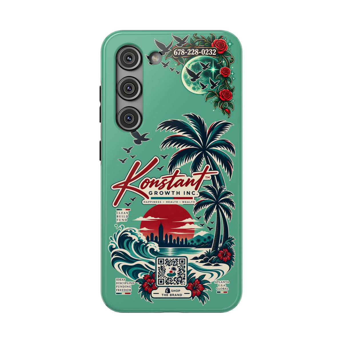 Tropical Palm Impact Phone Case — "Konstant Growth Inc." Retro Sunset Floral Design Printify