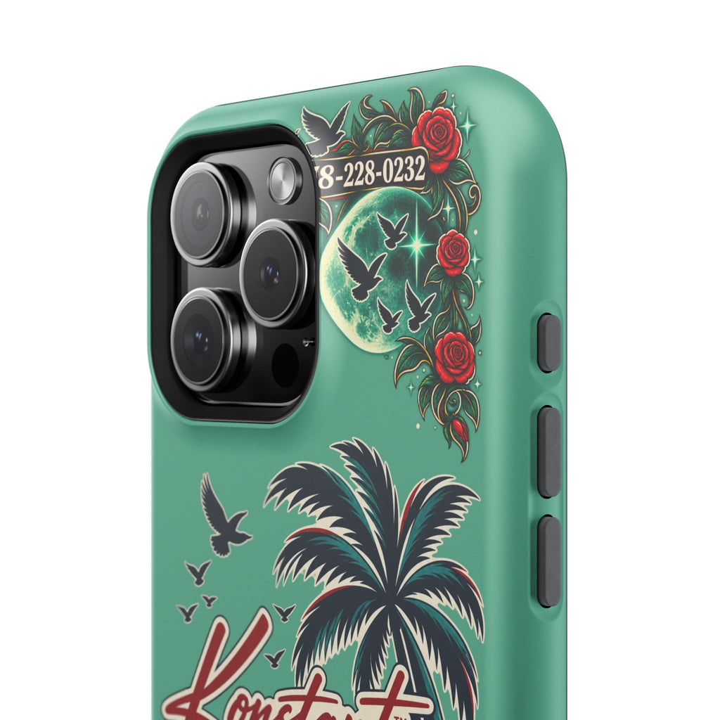 Tropical Palm Impact Phone Case — "Konstant Growth Inc." Retro Sunset Floral Design