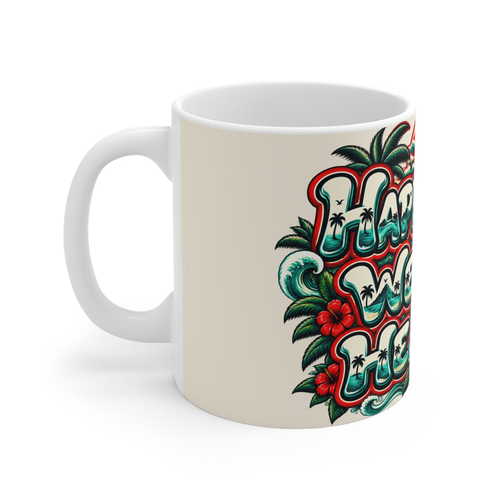 Happiness Wealth Health Tropical 11oz Coffee Mug – Retro Island Vibes