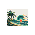 Retro Tropical Sunset Poster | Matte Wall Art, Coastal Palm Beach Print