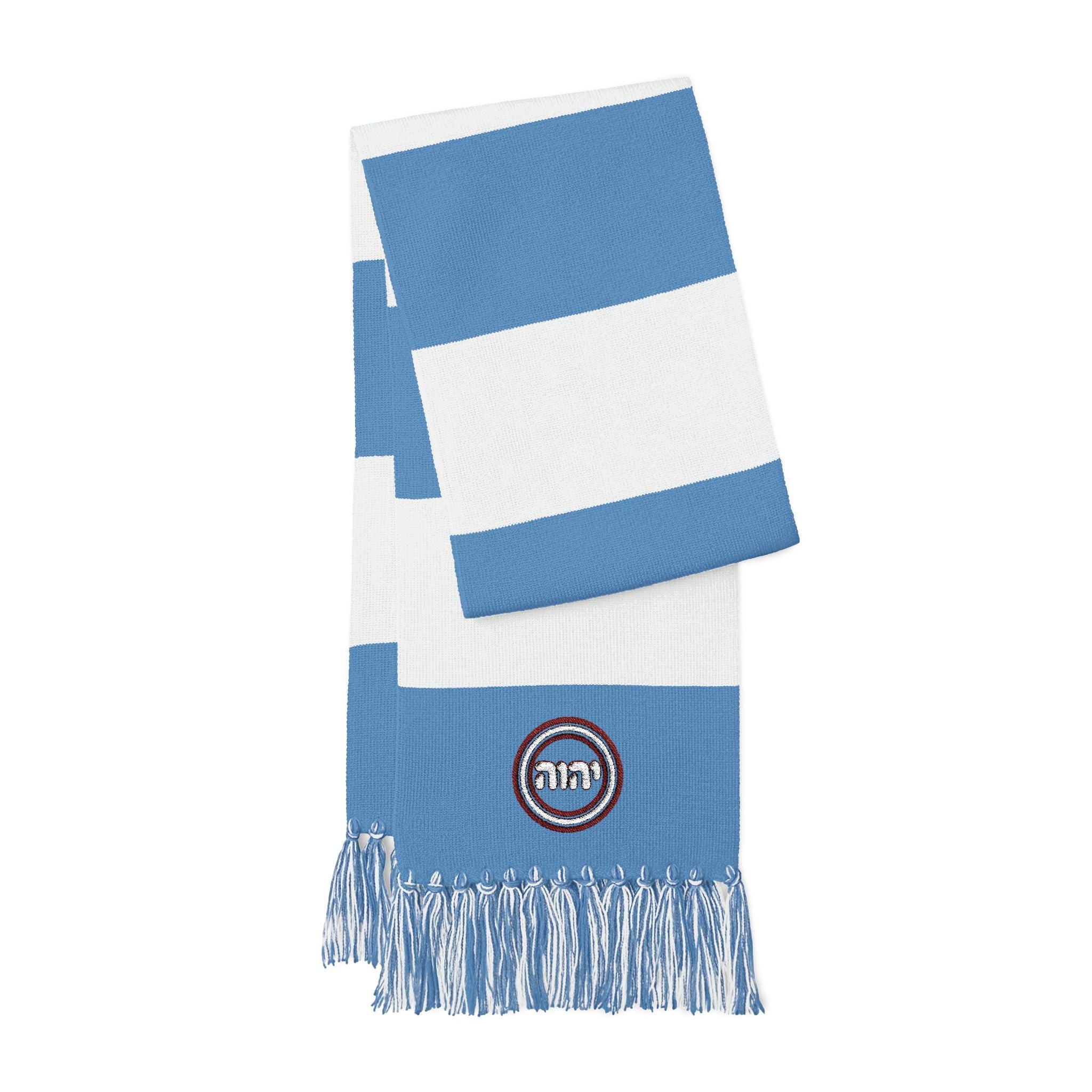 Striped Embroidered Crest Scarf | Spectator Scarf