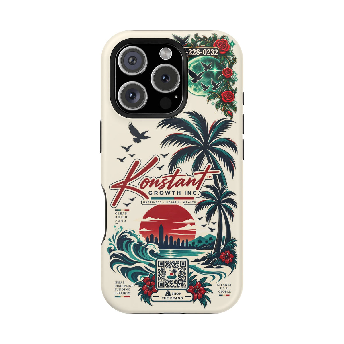Tropical Palm Phone Case — "Konstant Growth Inc." Impact-Resistant Protective Case Printify
