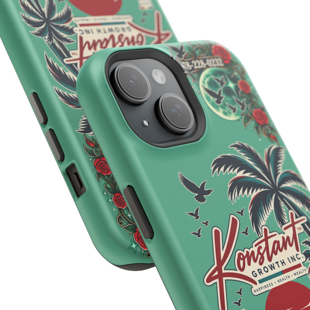 Tropical Palm Impact Phone Case — "Konstant Growth Inc." Retro Sunset Floral Design