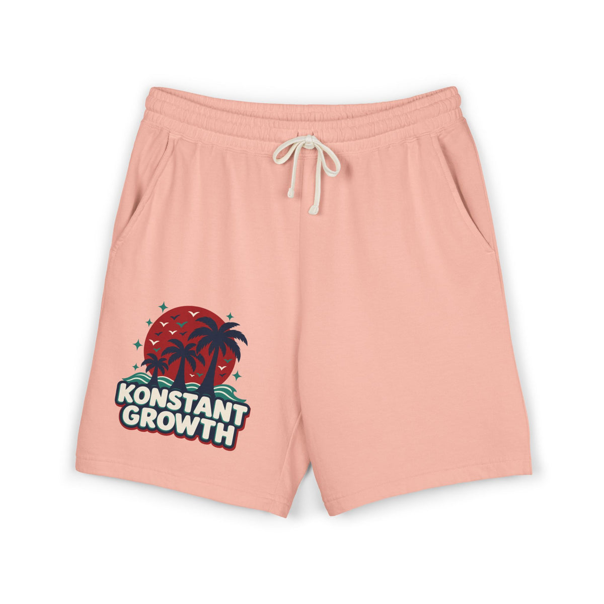 Konstant Growth Palm & Peacock Sweat Shorts — Garment-Dyed Lightweight Fleece Printify