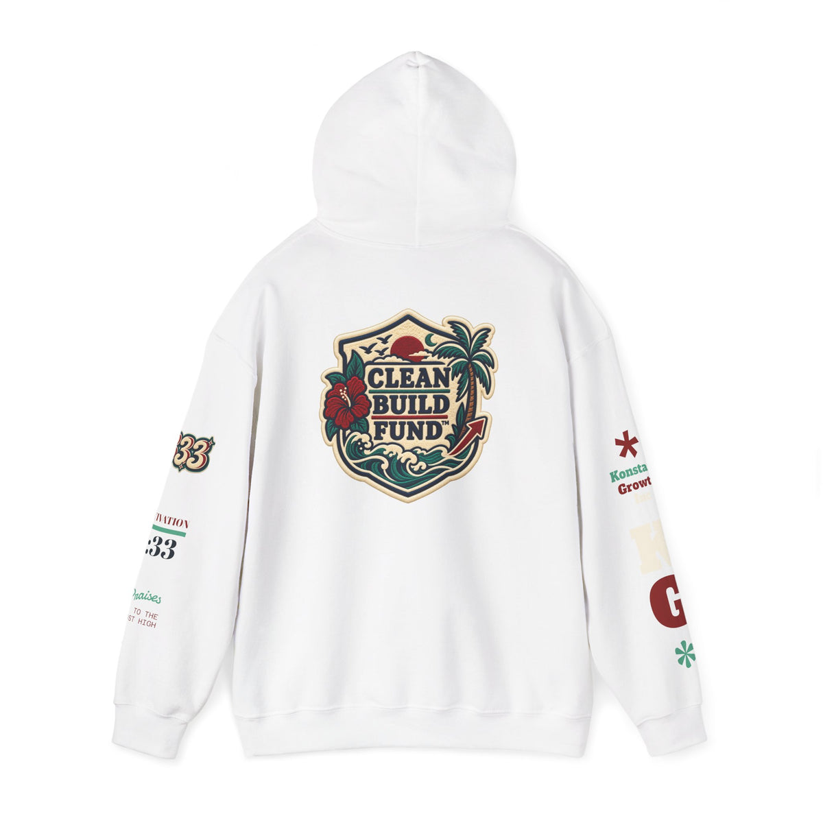 Funding Crewneck Hoodie — "Clean Build Fund" Graphic Pullover