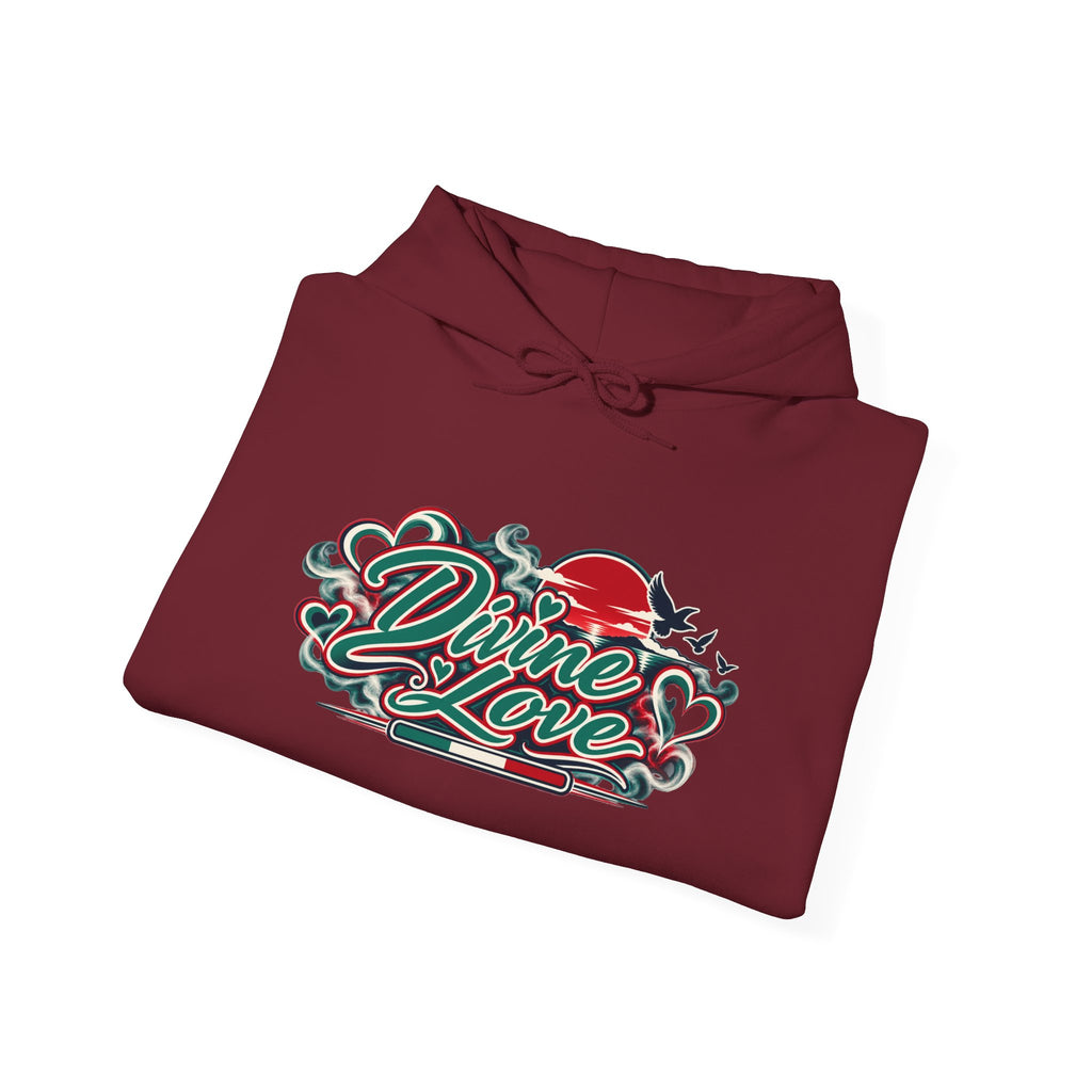 Hoodie - 'Divine Love' Graphic Hoodie with Vintage Bird & Floral Back Artwork