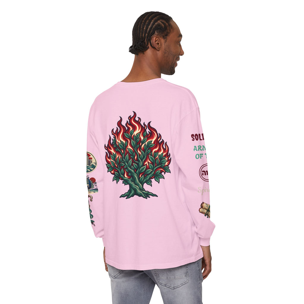 Long Sleeve Tee — "Konstant Growth" Spiritual Palm & Burning Bush Graphic
