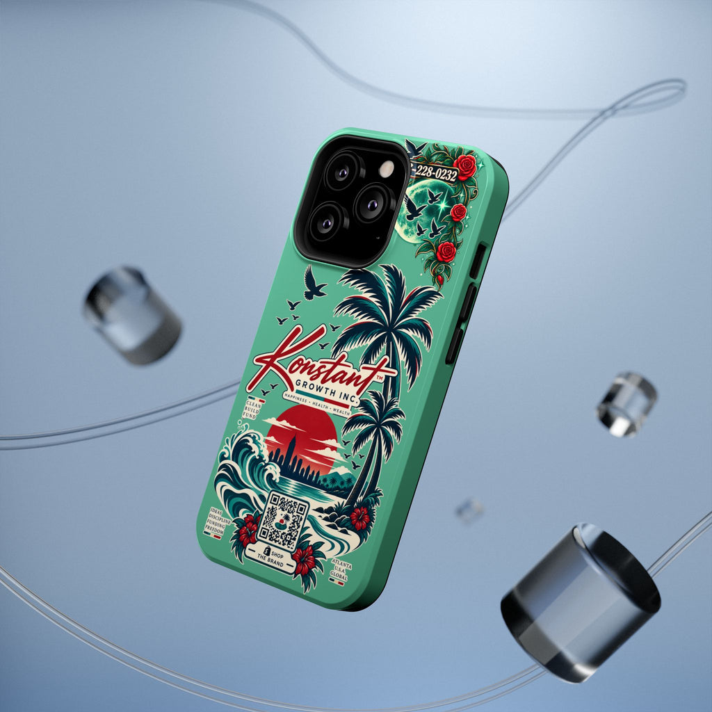Tropical Palm Impact Phone Case — "Konstant Growth Inc." Retro Sunset Floral Design