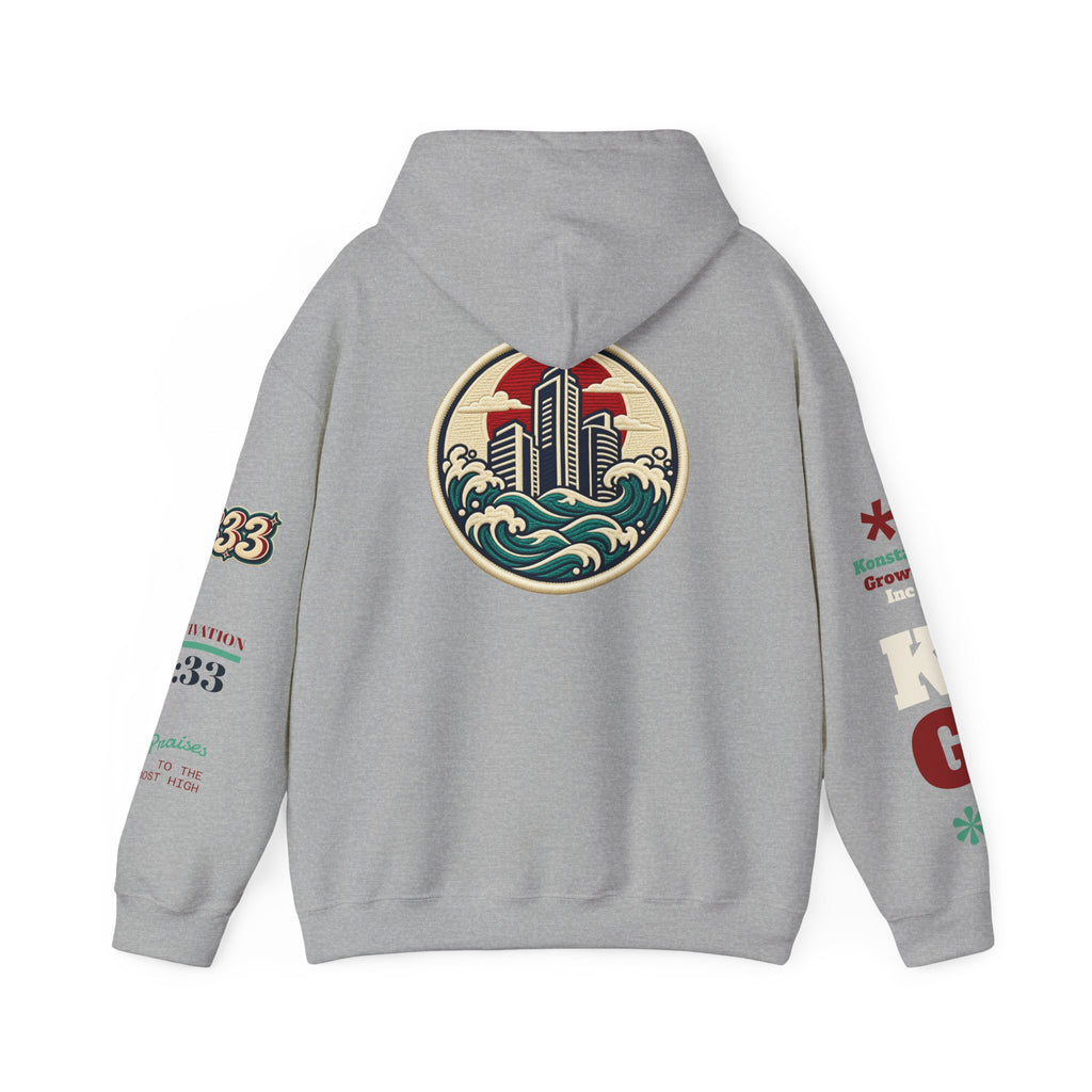 Build Cityscape Hoodie — Vintage Surf-Inspired 'BUILD' Graphic Pullover