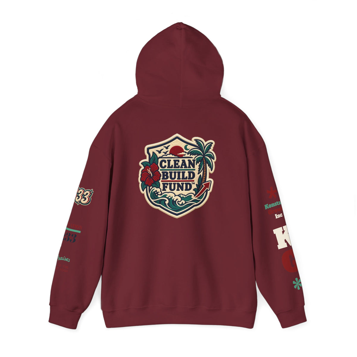 Funding Crewneck Hoodie — "Clean Build Fund" Graphic Pullover