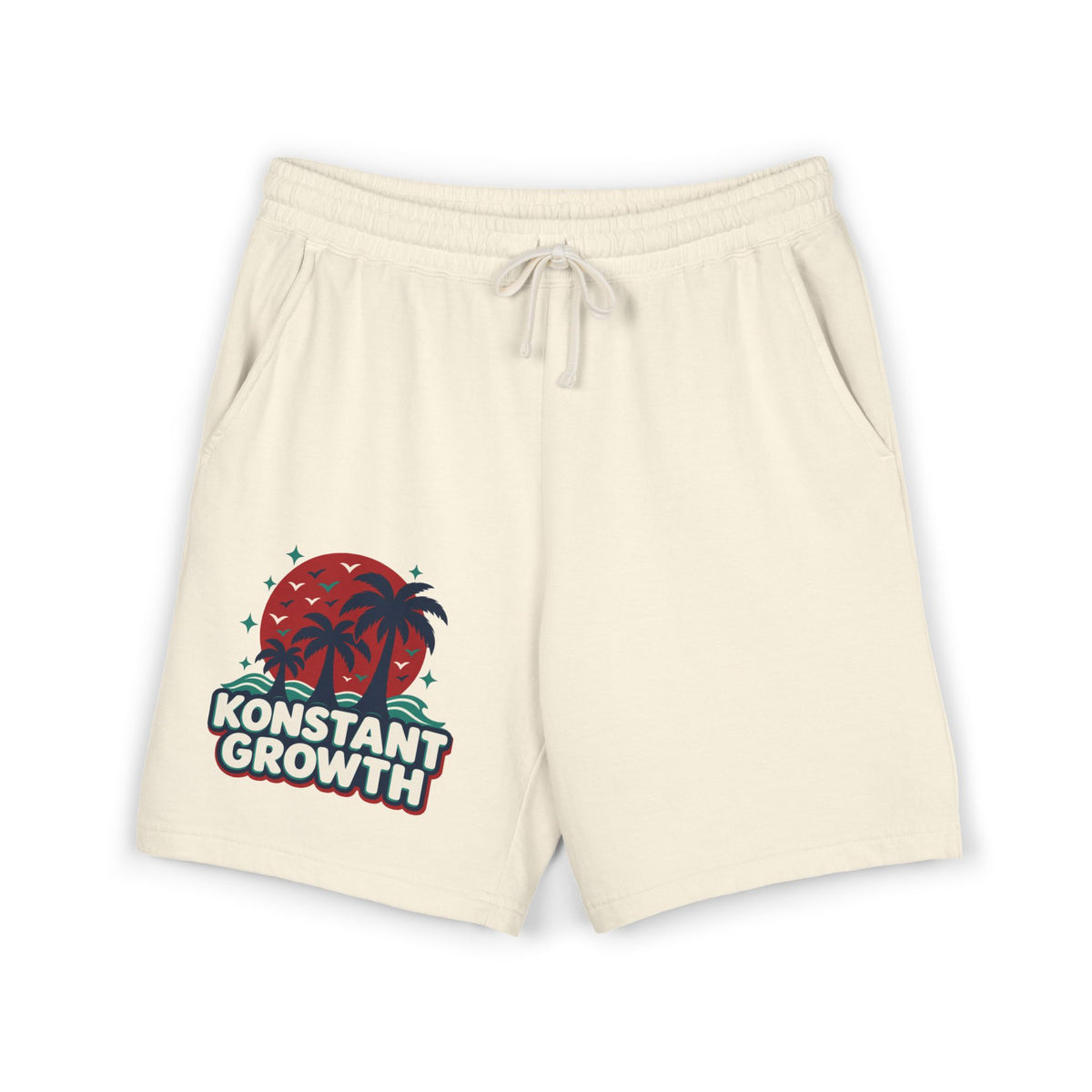 Konstant Growth Palm & Peacock Sweat Shorts — Garment-Dyed Lightweight Fleece Printify