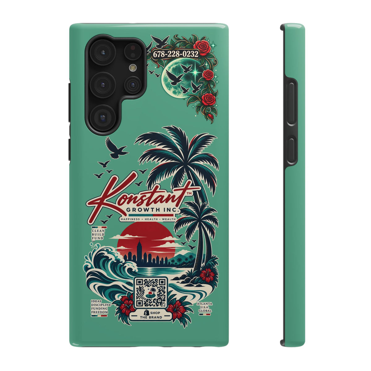 Tropical Palm Impact Phone Case — "Konstant Growth Inc." Retro Sunset Floral Design Printify