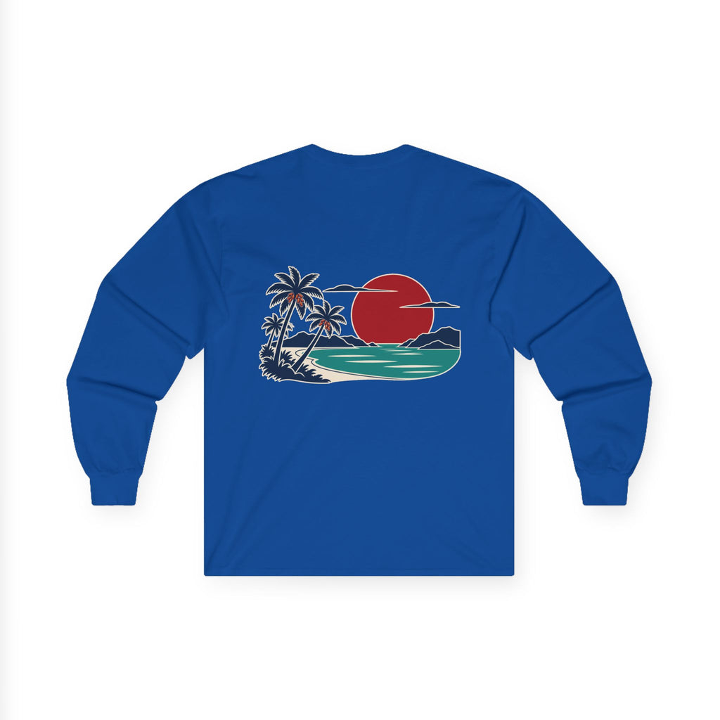 Konstant Growth Script Long Sleeve Tee | Retro Palm Sunset Beach Graphic