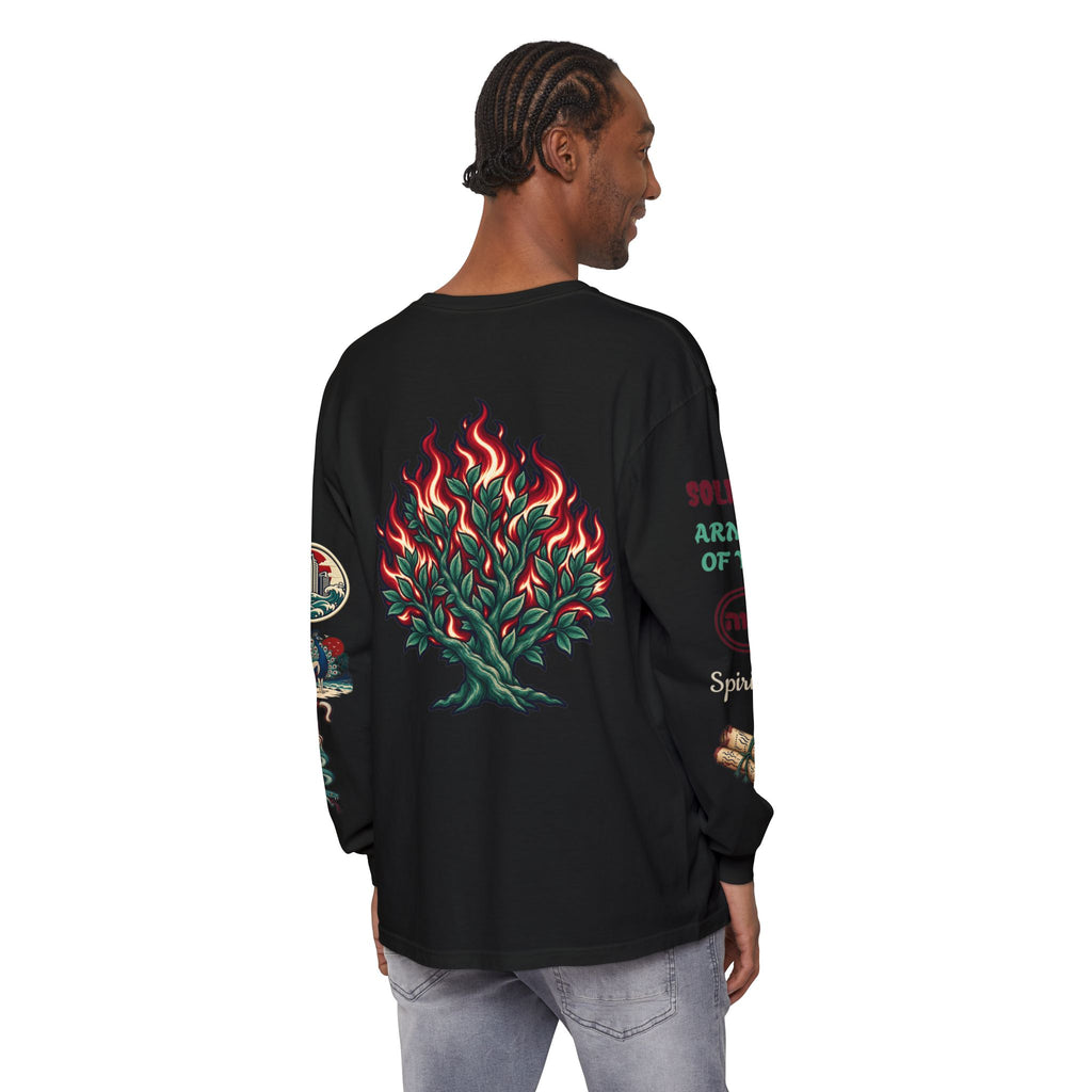 Long Sleeve Tee — "Konstant Growth" Spiritual Palm & Burning Bush Graphic
