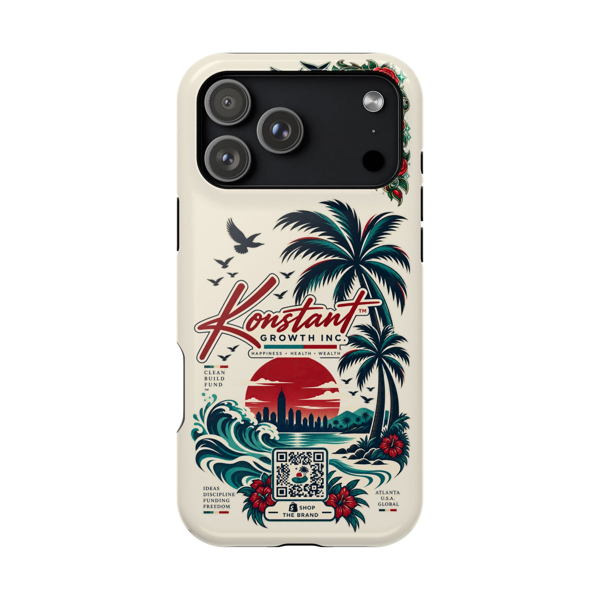 Tropical Palm Phone Case — "Konstant Growth Inc." Impact-Resistant Protective Case Printify