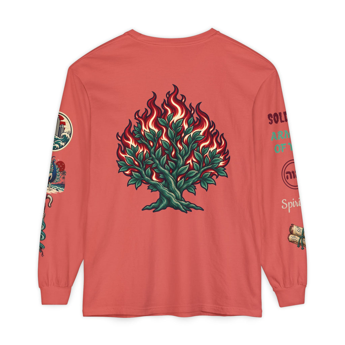 Long Sleeve Tee — "Konstant Growth" Spiritual Palm & Burning Bush Graphic Printify
