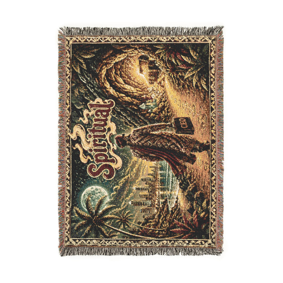 Mysterious Traveler Woven Blanket | Moonlit Cityscape CEO Lifestyle Home Decor Gift