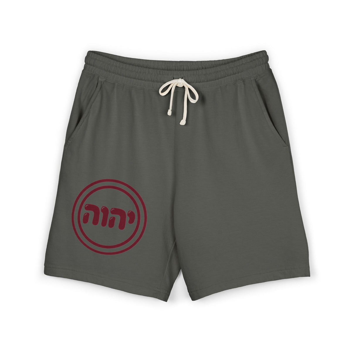 Wealth Health Happiness Sweat Shorts | Hebrew Tetragram Circle Logo