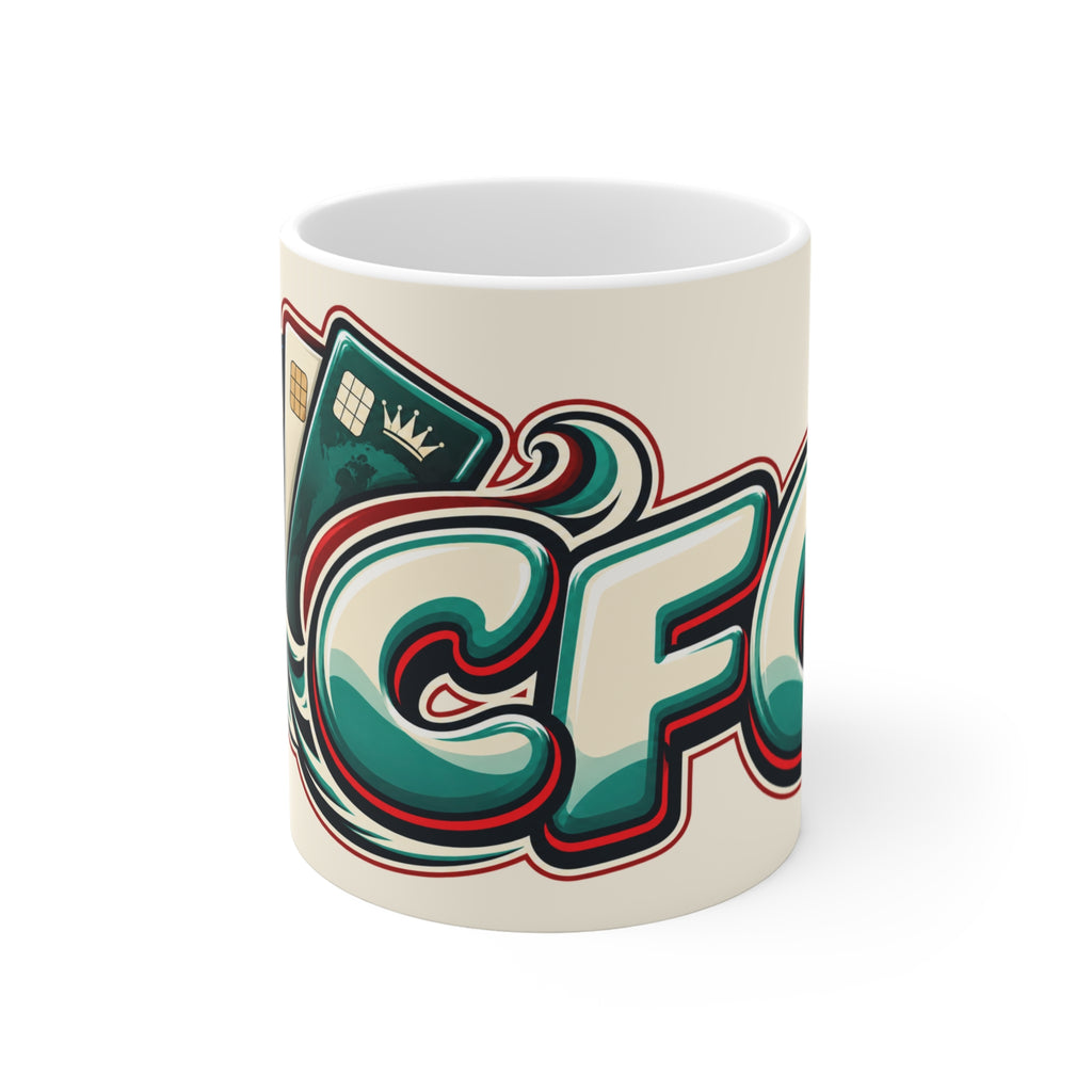 Mug — Retro Casino Poker Chips & Credit Cards Graphic Coffee Cup