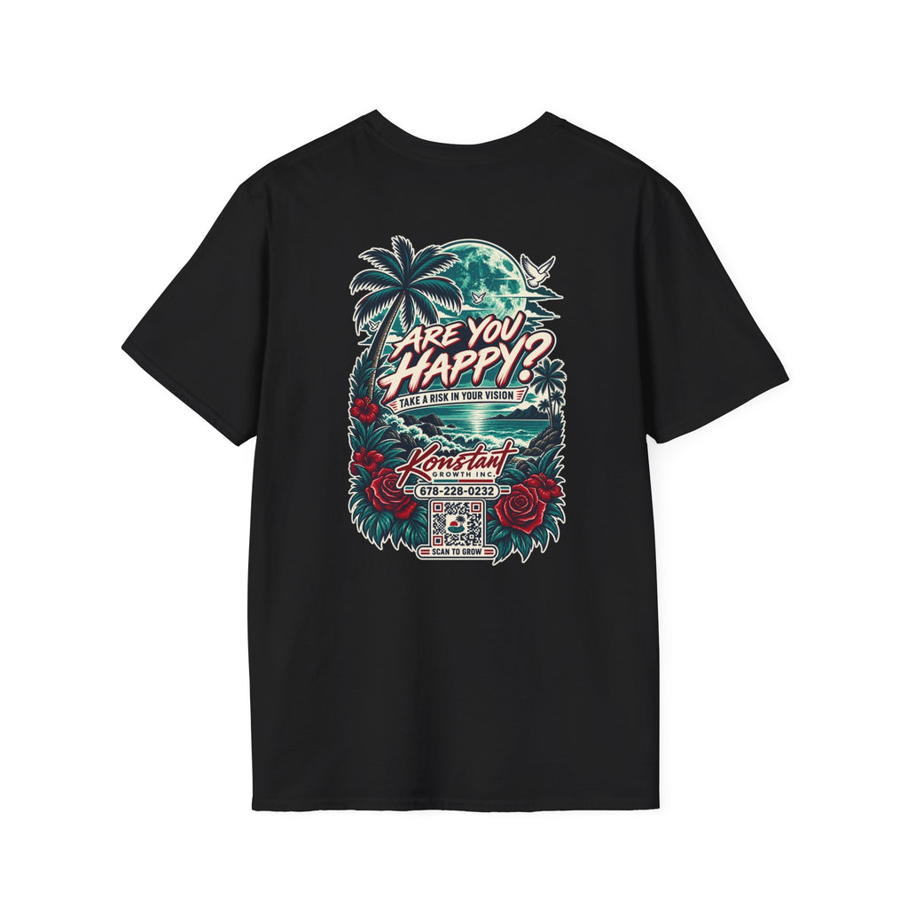 Are You Happy? Graphic T-Shirt — Konstant Growth Retro Tropical Design